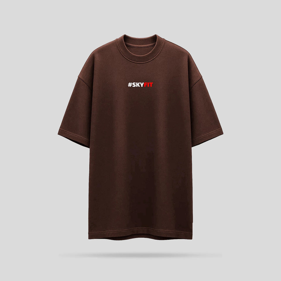 Camiseta Oversized Skyfit Provado Em Chamas - Marrom - Skyfit Monte Mor