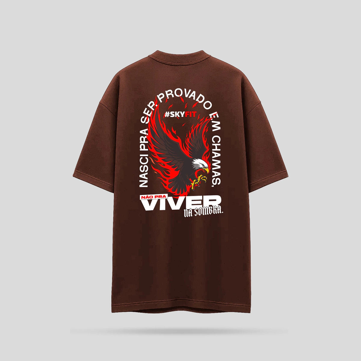 Camiseta Oversized Skyfit Provado Em Chamas - Marrom - Skyfit Monte Mor