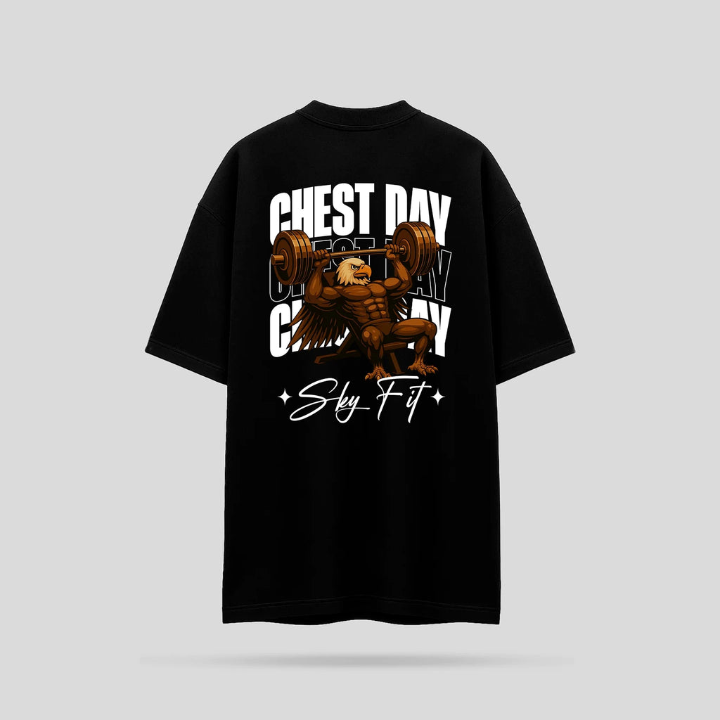 Camiseta Oversized Skyfit Chest Day - Preto - Skyfit Monte Mor