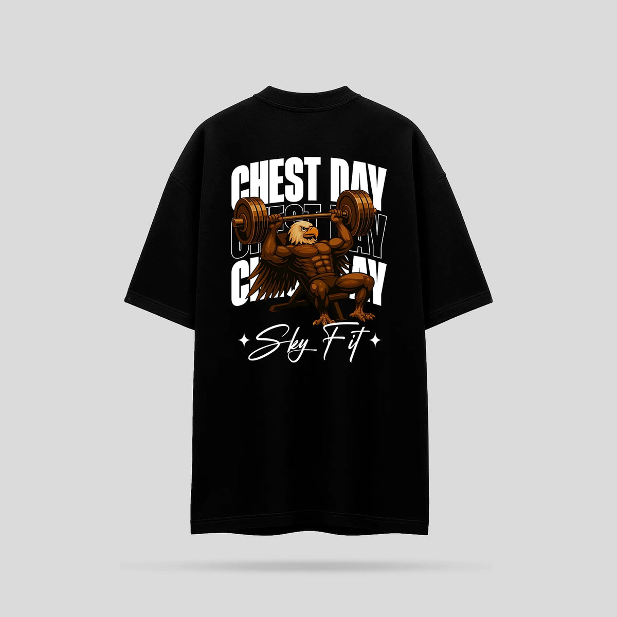Camiseta Oversized Skyfit Chest Day - Preto - Skyfit Monte Mor