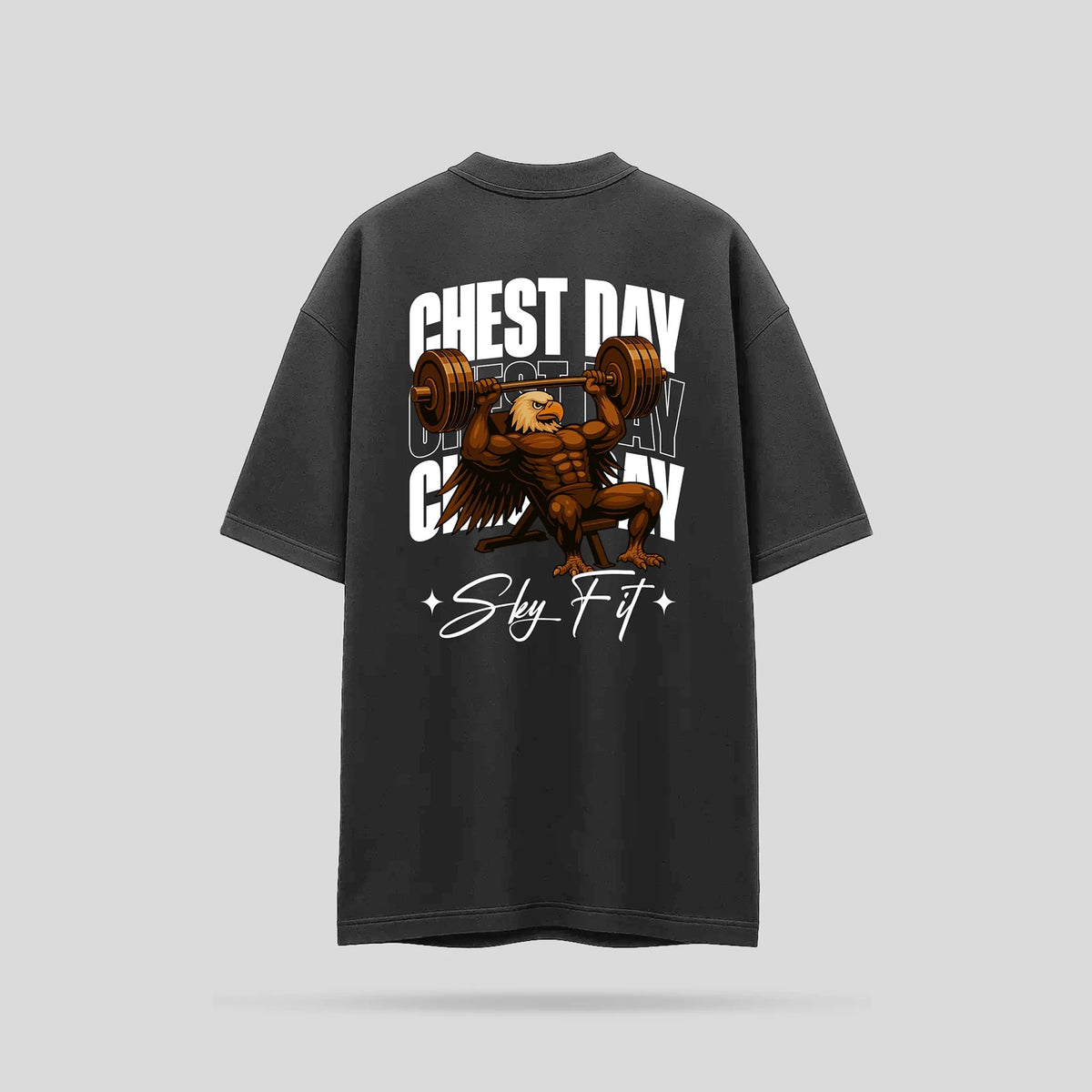 Camiseta Oversized Skyfit Chest Day - Chumbo - Skyfit Monte Mor