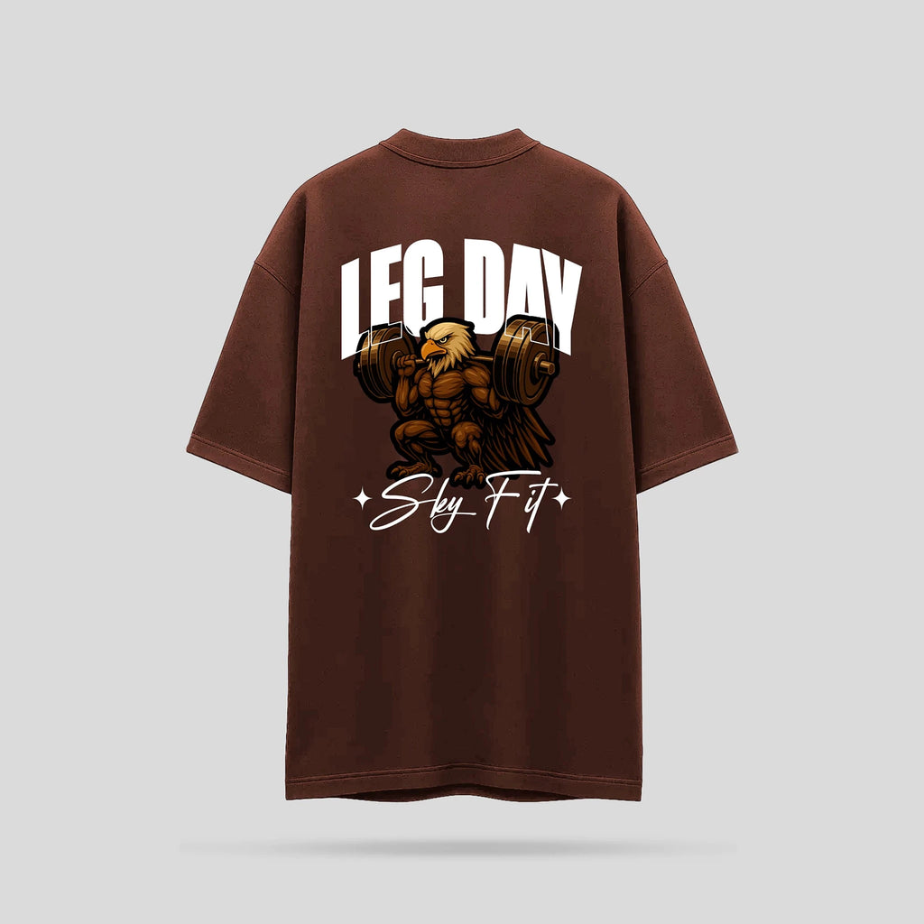 Camiseta Oversized Skyfit Leg Day - Marrom - Skyfit Monte Mor