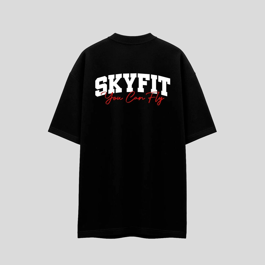 Camiseta Oversized Sky College - Preto - Skyfit Monte Mor