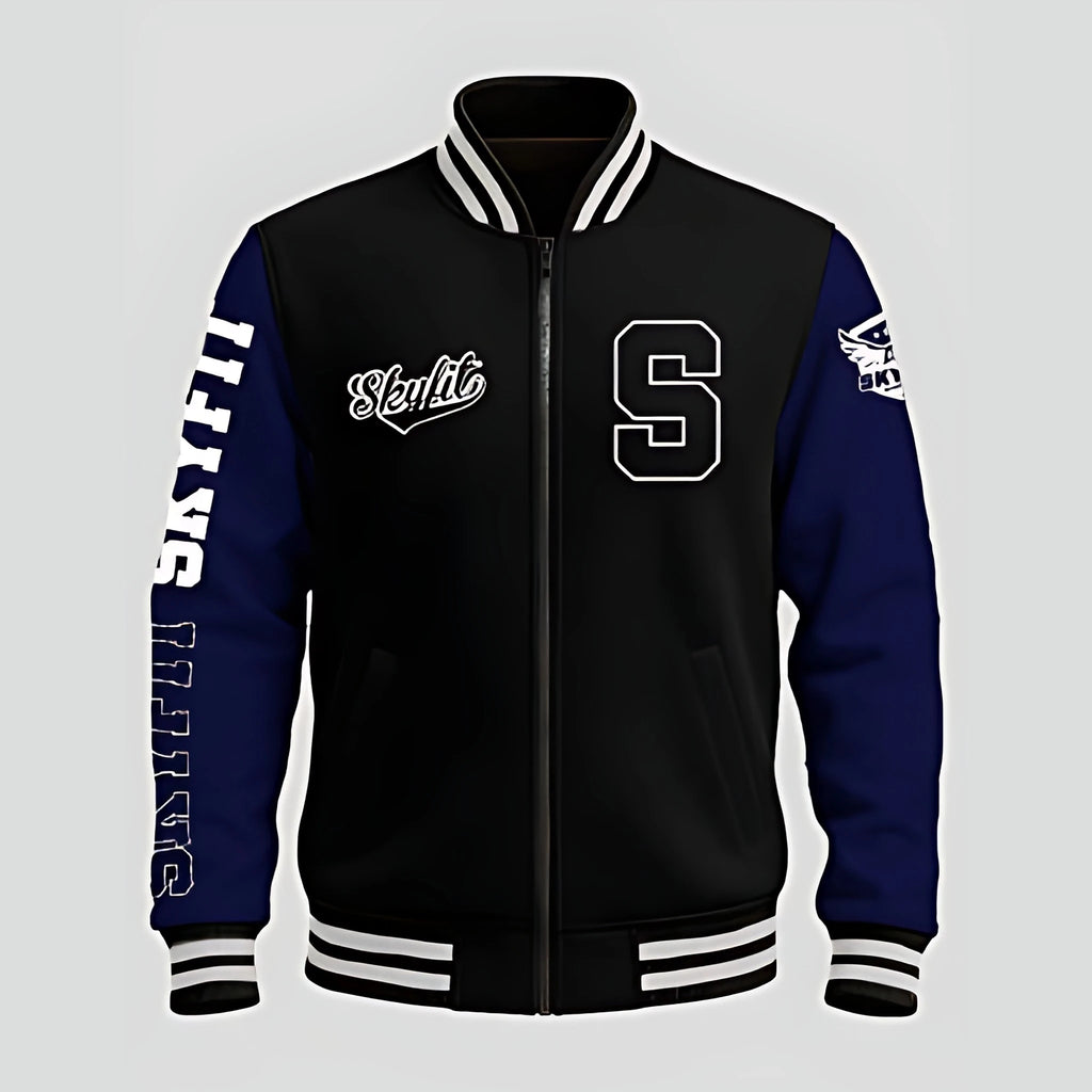 Blusa College Sky - Preto/Azul Marinho - Skyfit Monte Mor